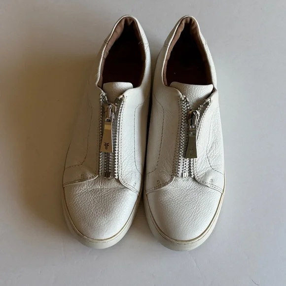 Frye Lena Zip low white sneakers women’s 8.5 - Picture 2 of 9